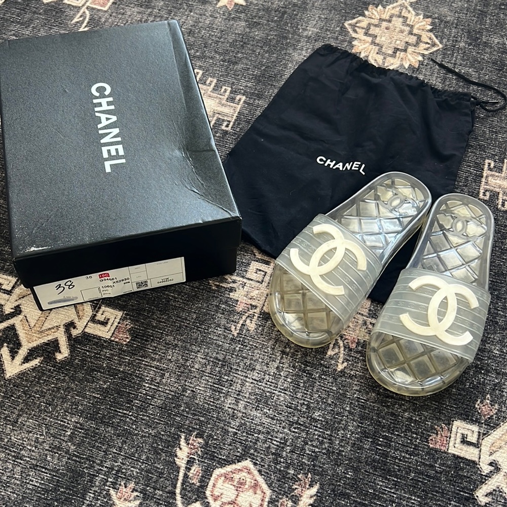 Authentic Chanel clear jelly sandals